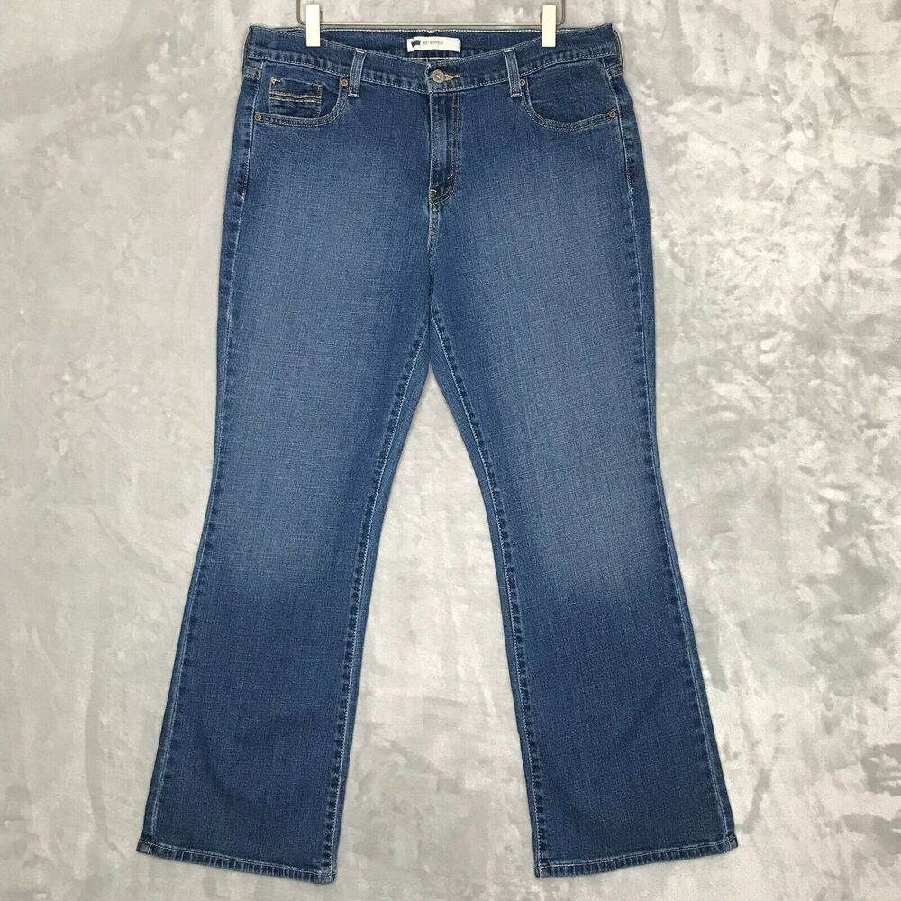 Levis 515 Bootcut Jean Womens 32*30 Medium Blue Mid Rise Embrioidered Pockets